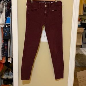 American Eagle Super stretch jeans- burgundy/red